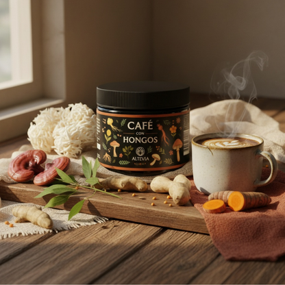 Café com cogumelos funcionais